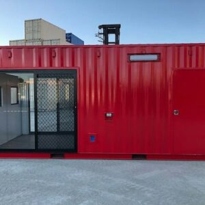 New 20′ high cube containers into control rooms with double sliding doors and windows