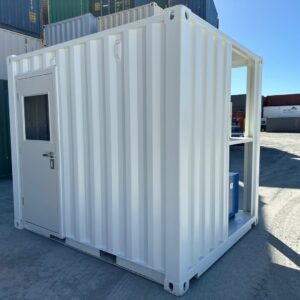 White 10′ container modification with AC